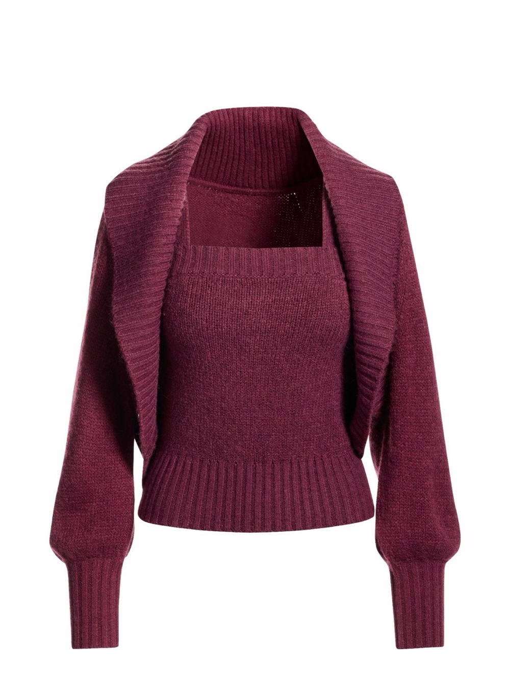 Boston Proper Knit Cardigan and Square Neck Tank Sweater Set